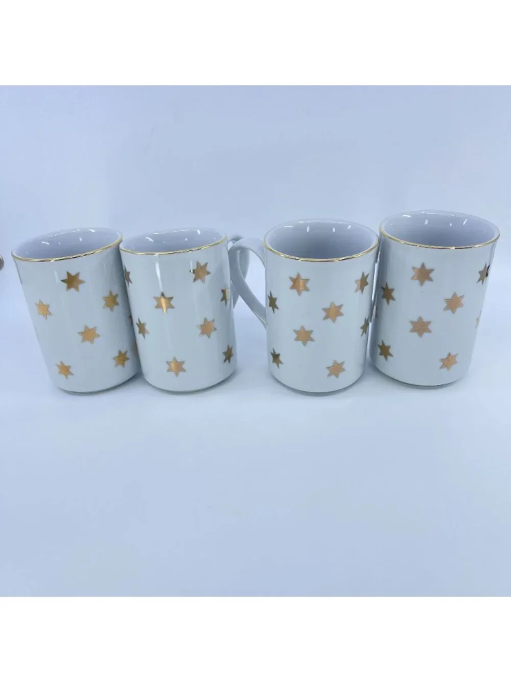 vintage american atelier party time gold star fine china mugs set of 4 1992